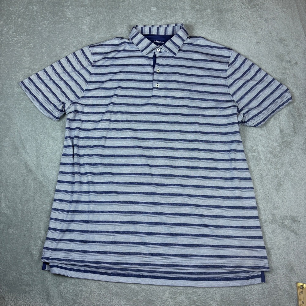 Johnnie-O Shirts Men XXL Striped Performance Polo Blue White